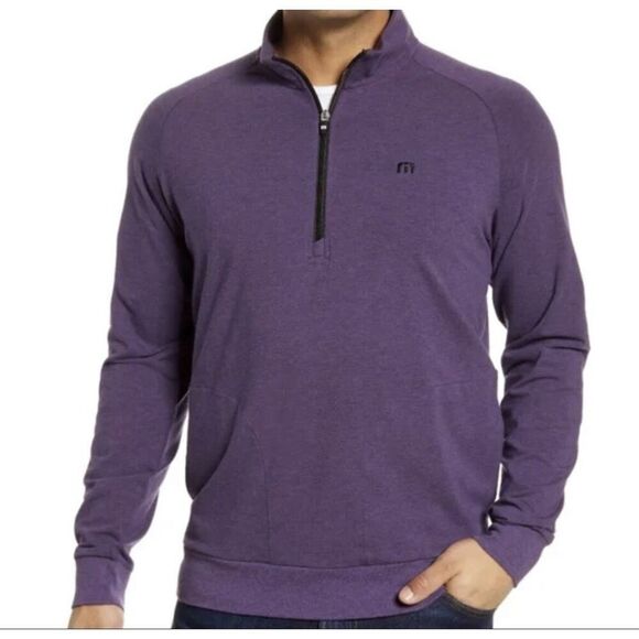 Travis Matthew Mens Purple Partial Zip Mock Neck Pullover Jacket sz L Golf Move
